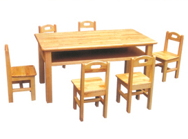 原木双层六人桌