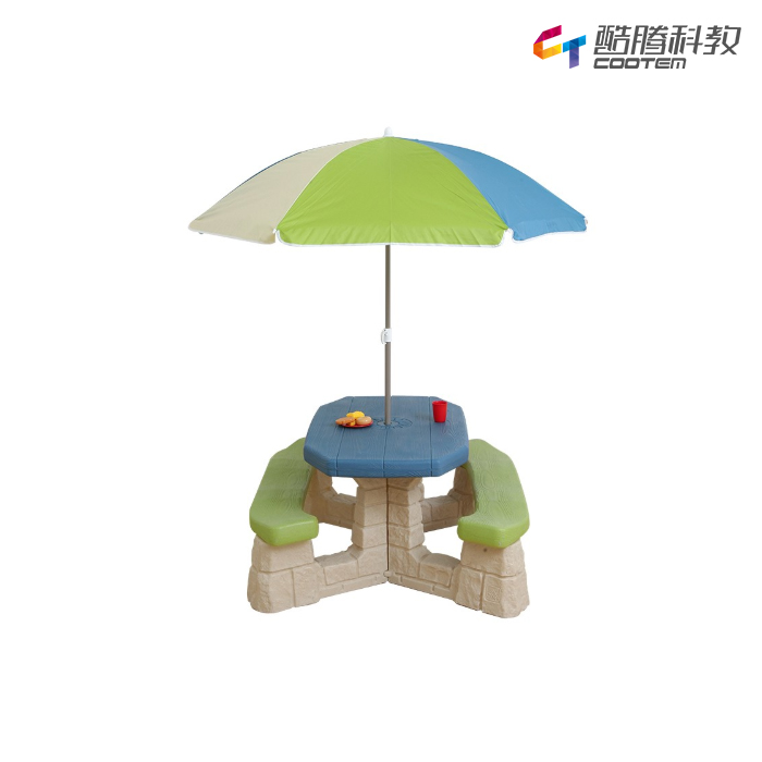 自然野餐桌椅含伞